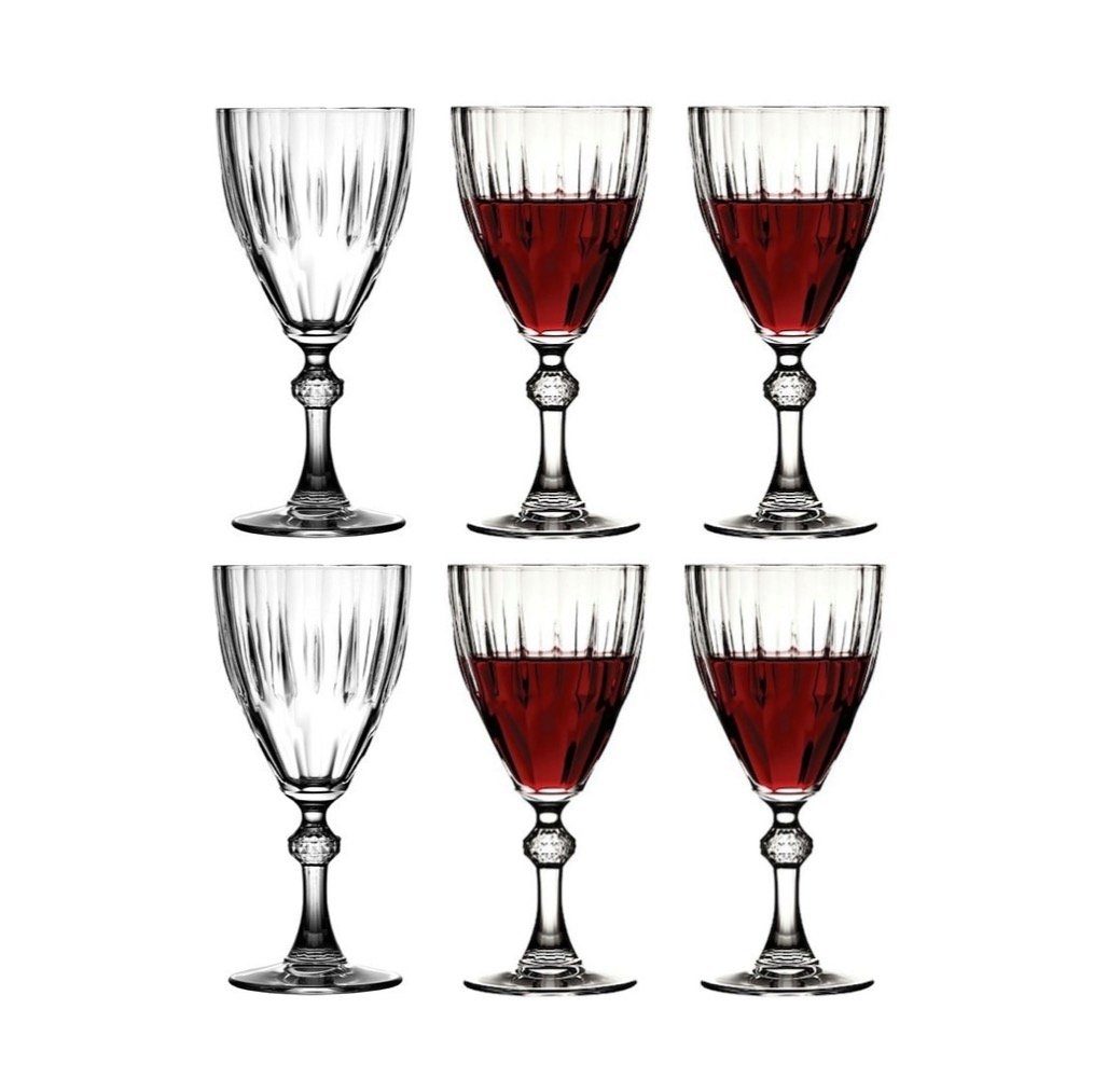 Pasabahce Weinglas 44777 Diamant Wein/Wasser Wasserglas 300ml Kelchen Set  von 6 Gläser Gläser-Set Trinkglas transparent