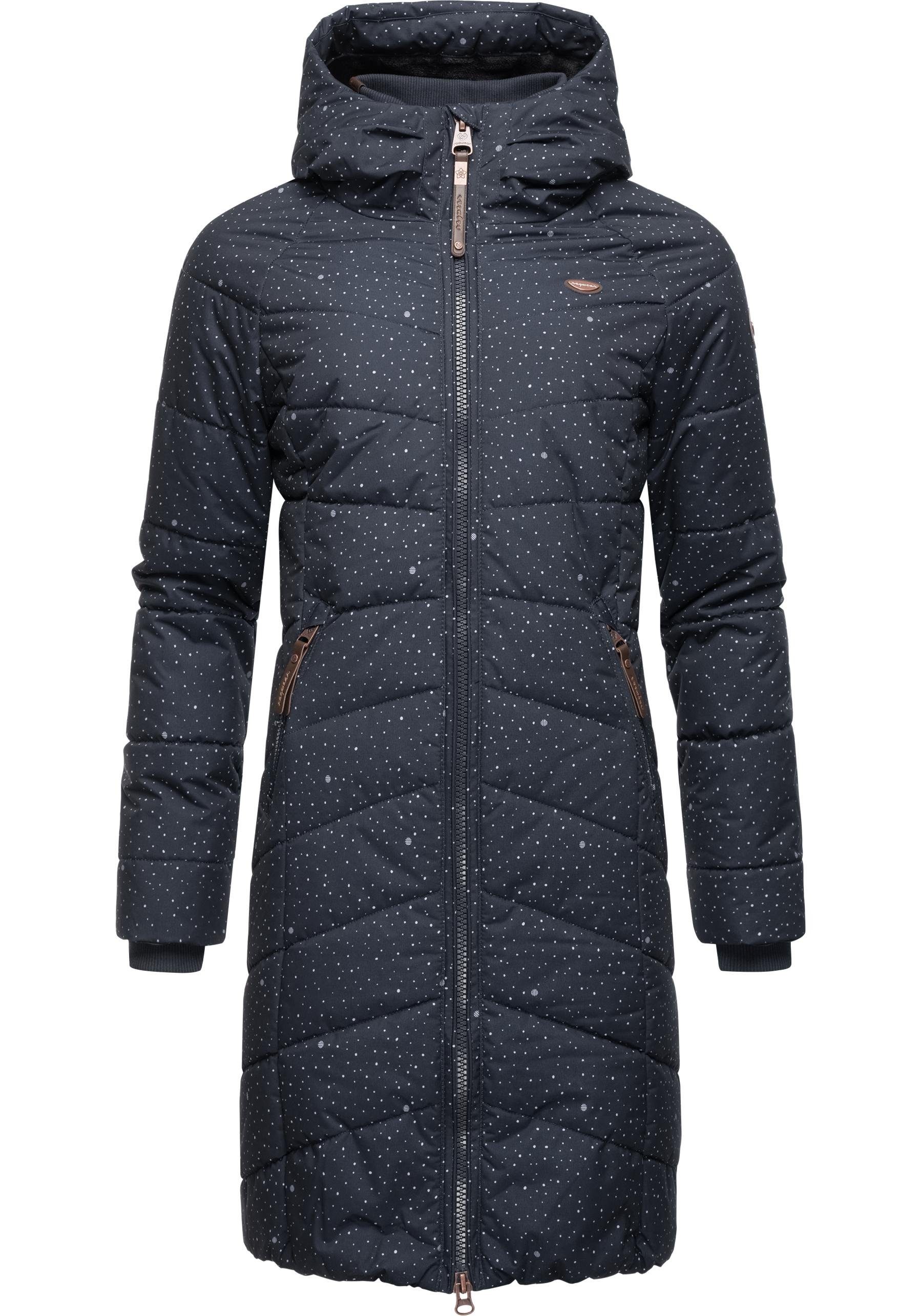 gesteppter Winterparka mit navy stylischer, Steppmantel Kapuze Dizzie Ragwear Coat Print