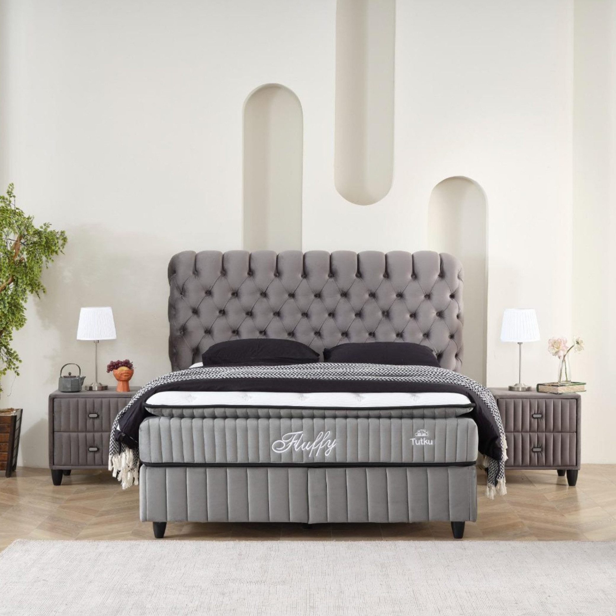 gowoll Boxspringbett mit Matratze mit Topper Comfort Bett Set Doppelbett, Polsterbett (Set, 4-St., 2 Bettkästen, 1 Matratze, 1 Kopfteil (Nachttisch optional), b – Bild 2 von 5