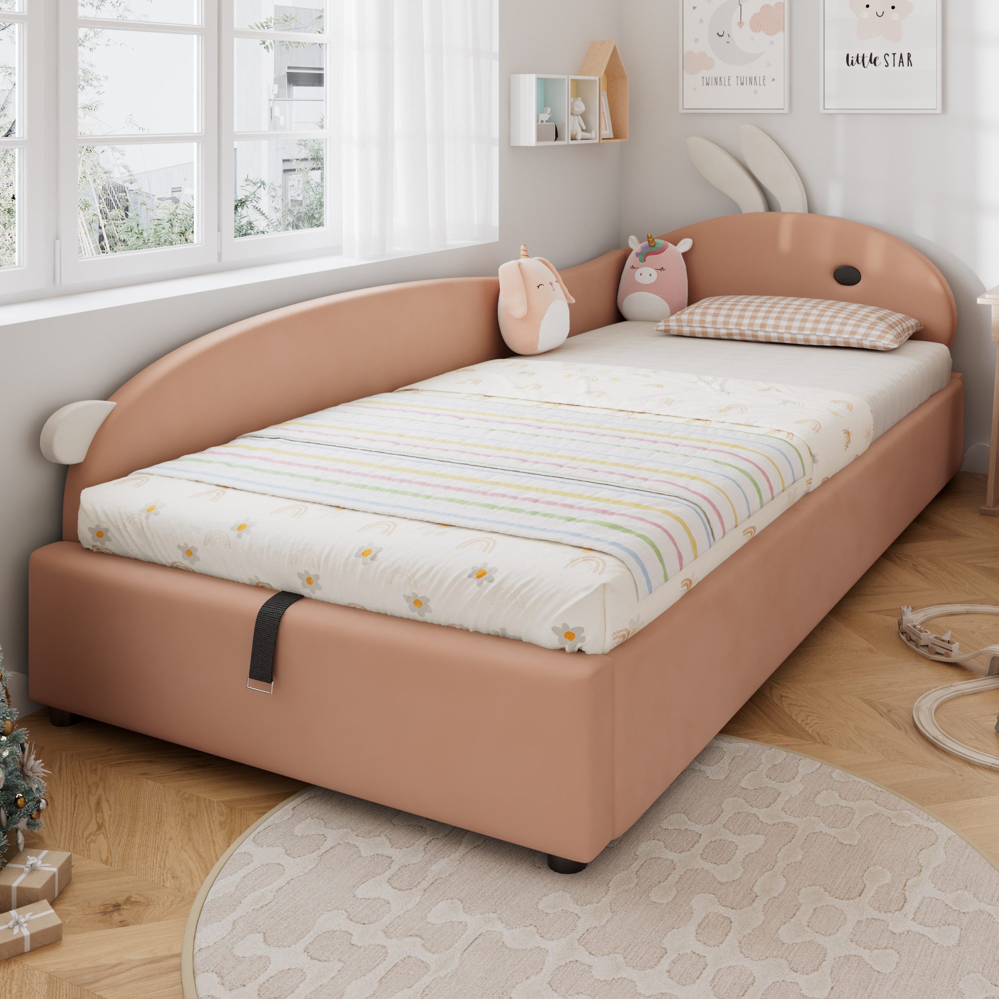 MODFU Schlafsofa mit Häschen-Kopfteil & Schutzzaun, günstig online kaufen