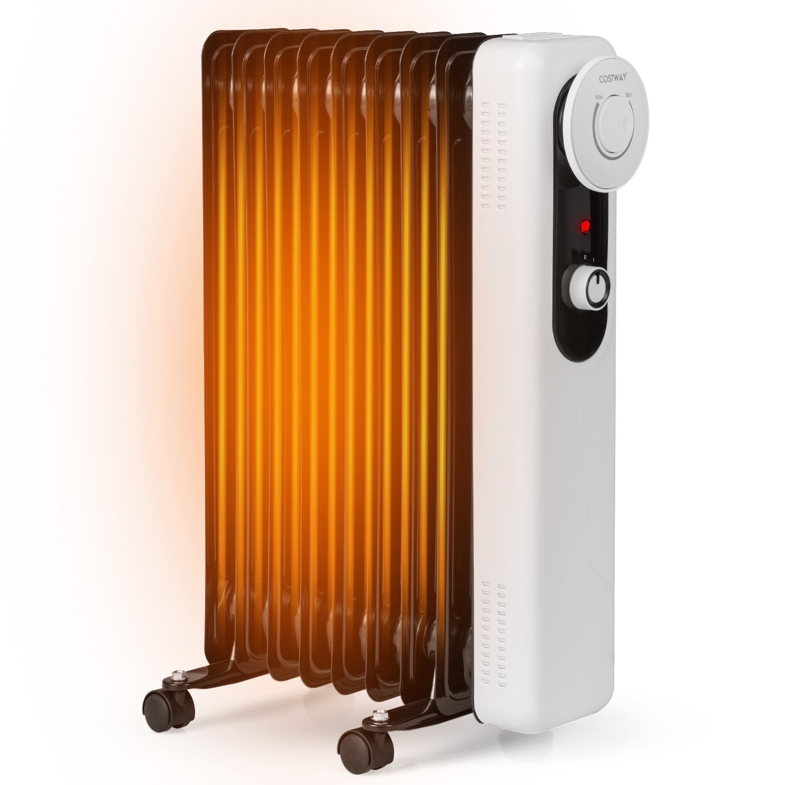 COSTWAY Ölradiator, 2000 W, 9 Rippen, 3 Heizstufen(800 W/1200 W/2000 W) schwarz+weiß