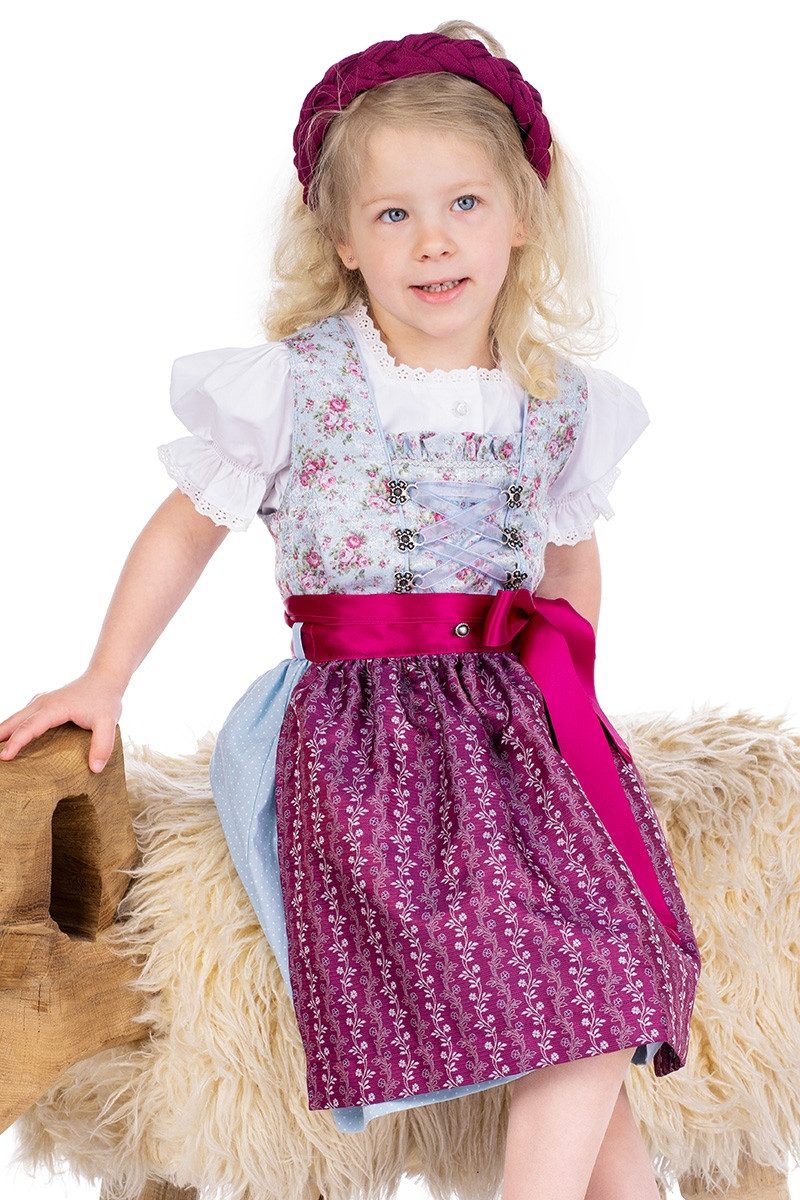 Isar-Trachten Dirndl Kinderdirndl 3tlg. - ROSEMARIE - hellblau