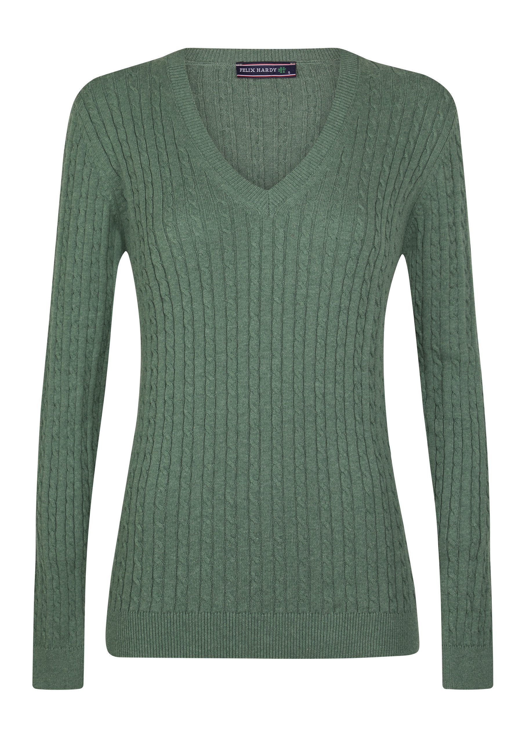 Felix Hardy V-Ausschnitt-Pullover Kabelstrick-Pullover mit V-Ausschnitt