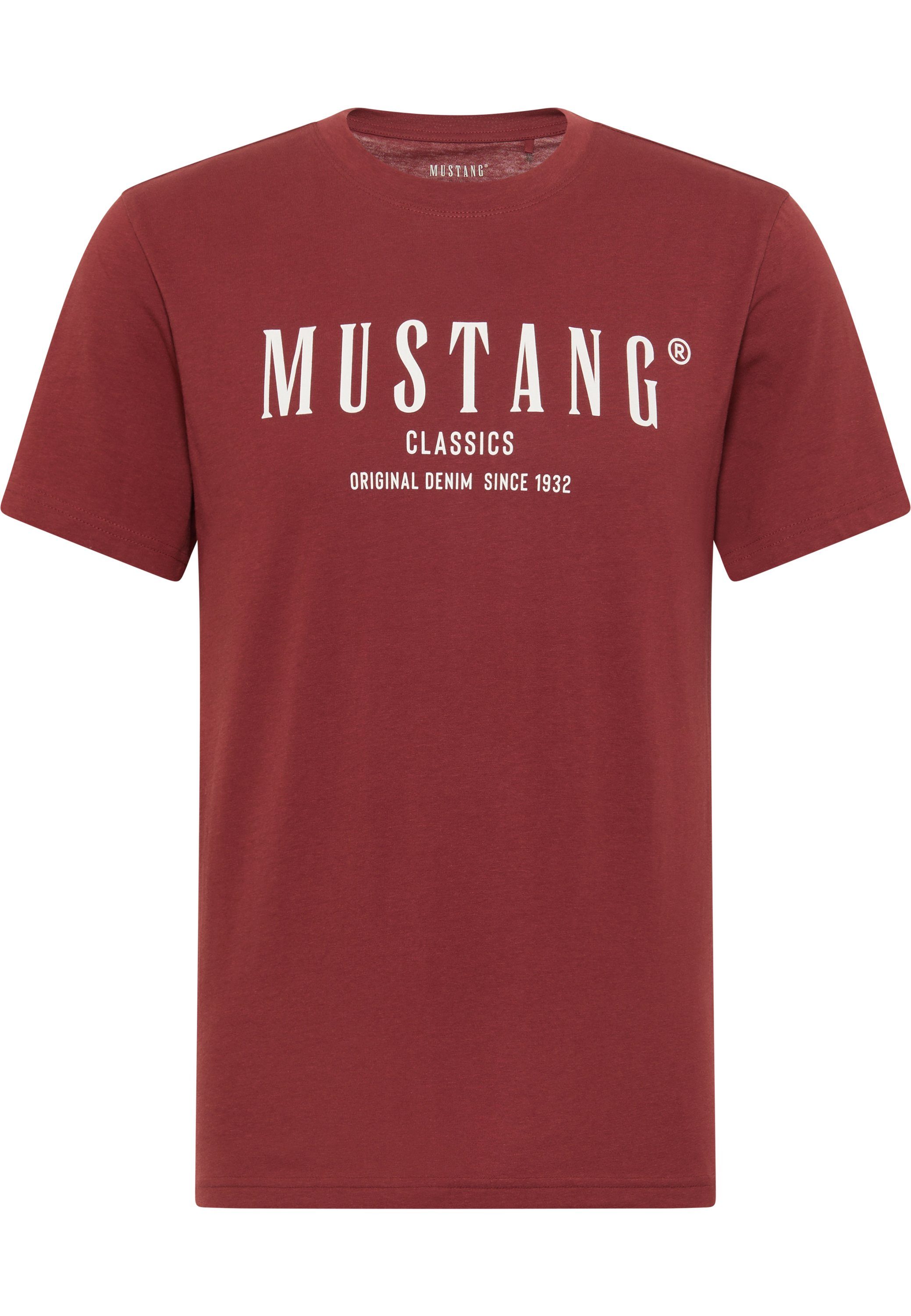 dunkelrot Kurzarmshirt Mustang Print-Shirt MUSTANG