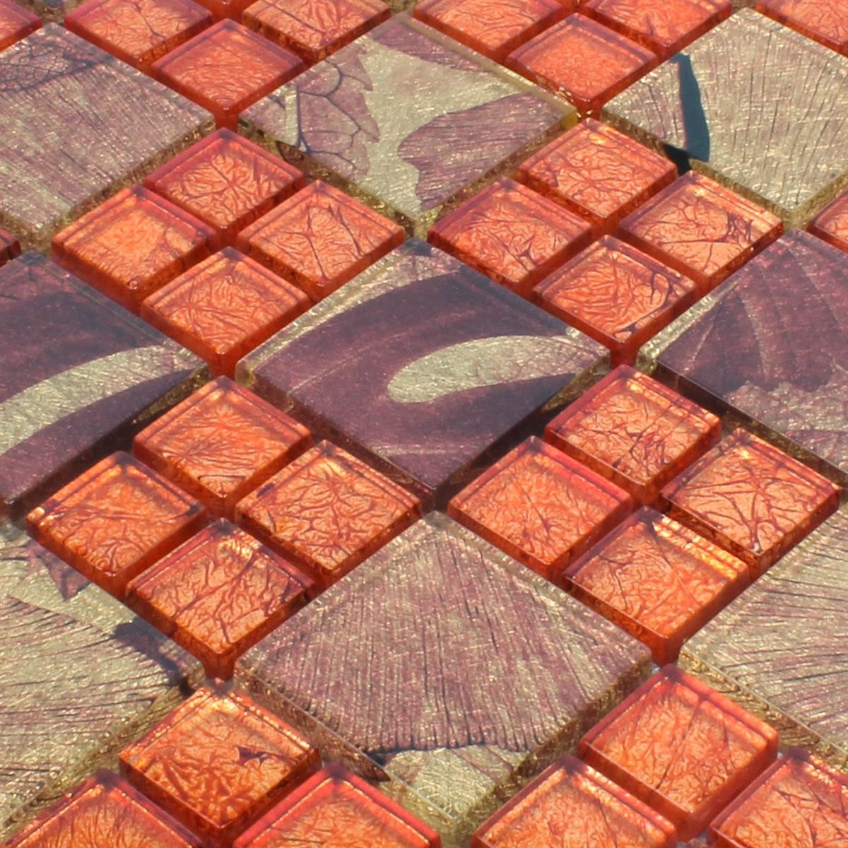 Mosafil Mosaikfliesen Glasmosaik Fliesen Firebird, Glas 30.000x30.000, gold-orange, Verlegefertig auf ein Netz geklebt - Wasserfest