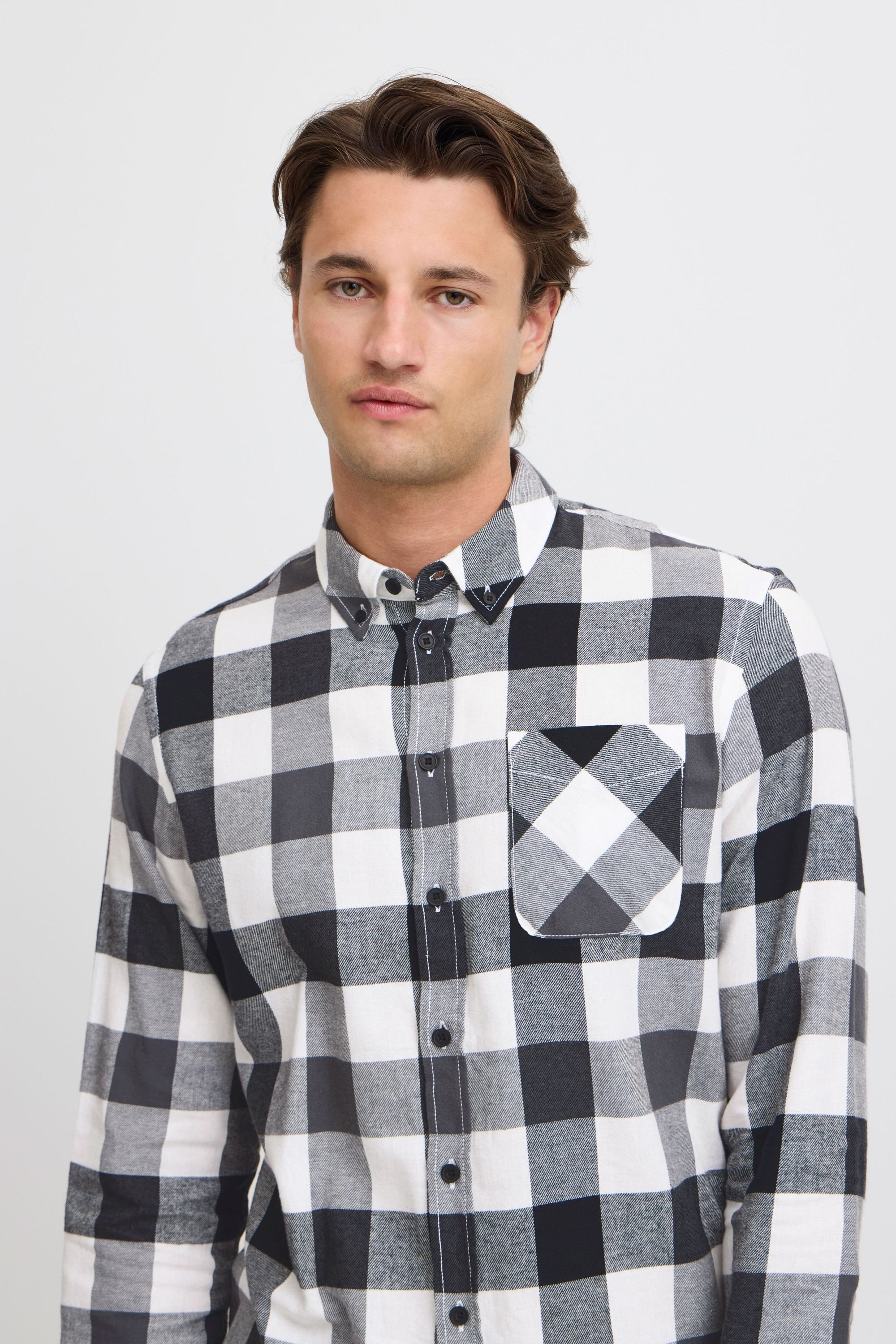 Blend Langarmhemd BHShirt Stilvolles kariertes Langarmhemd mit Brusttasche