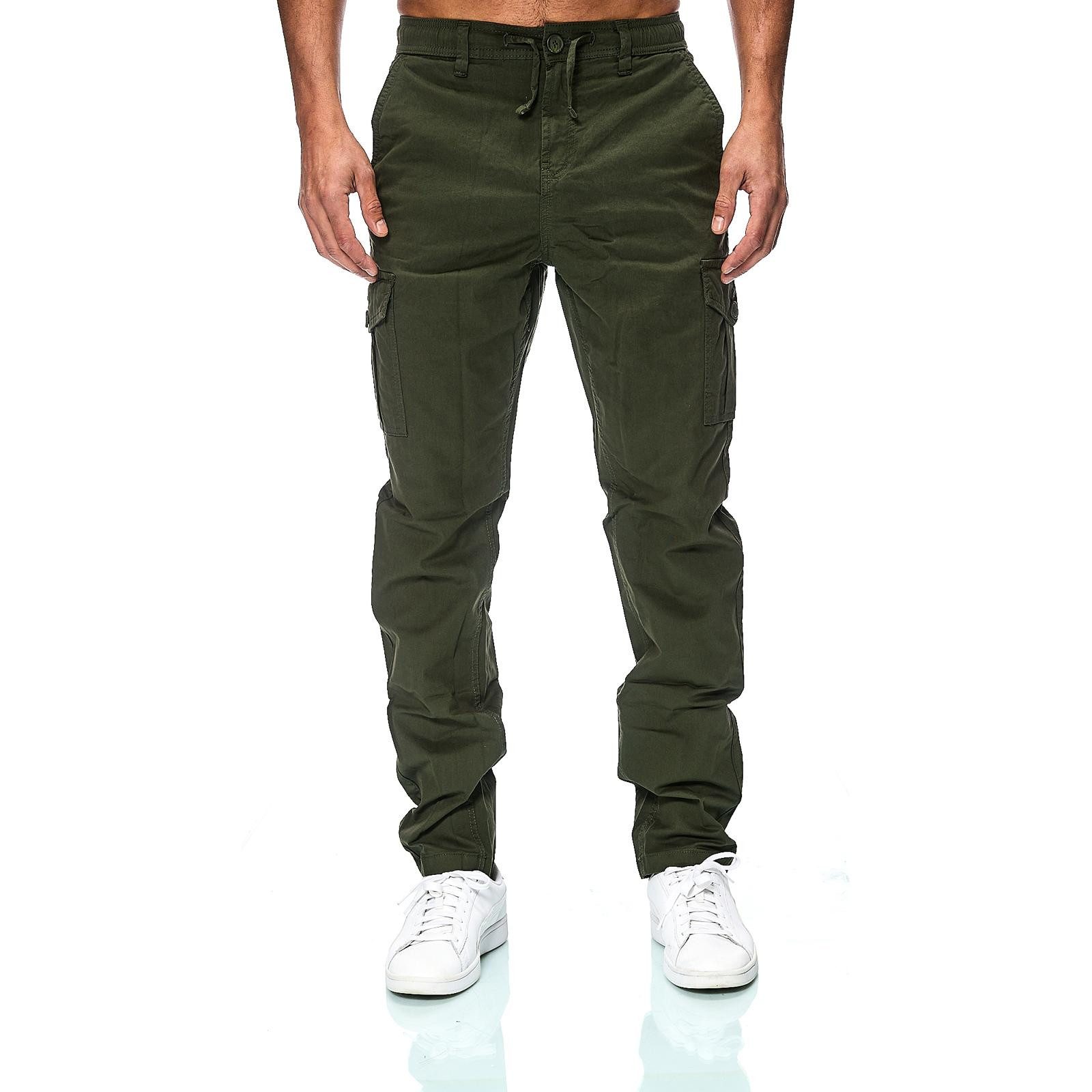 Cargohose Herren Jogger Cargo Chino Jeans Hose (Cargohose 7015) Khaki L