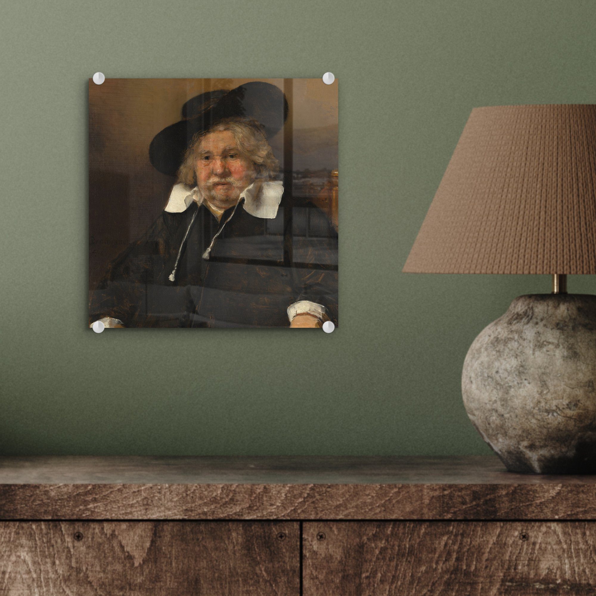- Bildnis Wanddekoration Glas Rembrandt - Acrylglasbild auf (1 - Glasbilder alten St), Bilder Glas Wandbild van Rijn, MuchoWow - Foto Mannes eines auf
