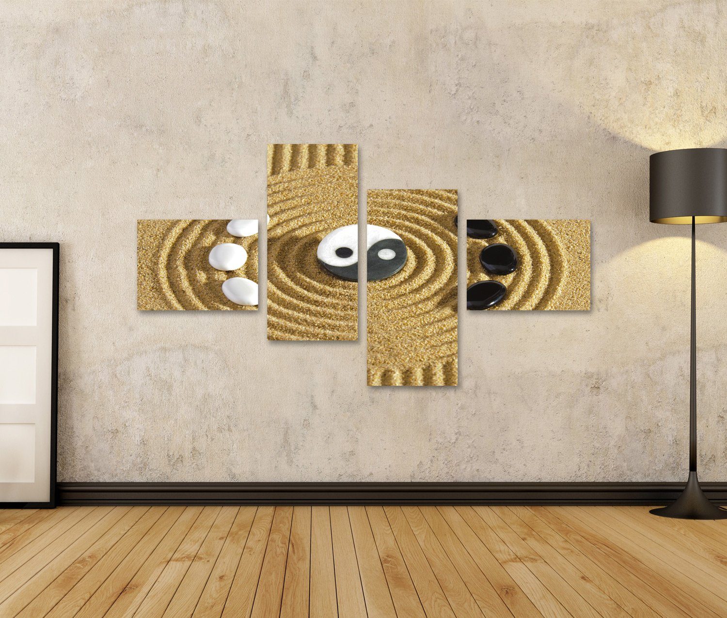 islandburner Leinwandbild Bild auf Leinwand Japan Zen-Garten Japanische Steine Yin Yang Wandbild