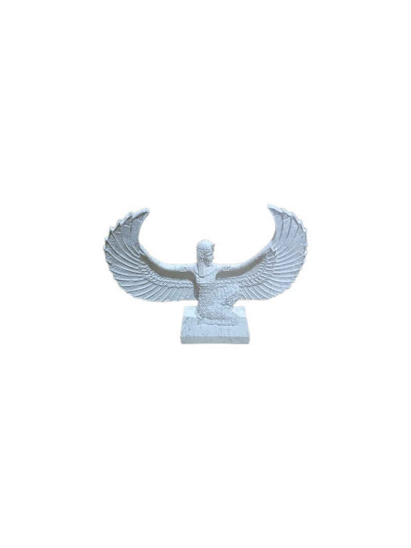 moebel17 Dekofigur Skulptur Frau mit Flügel Weiß Marmoroptik, Dekofigur aus Polyresin