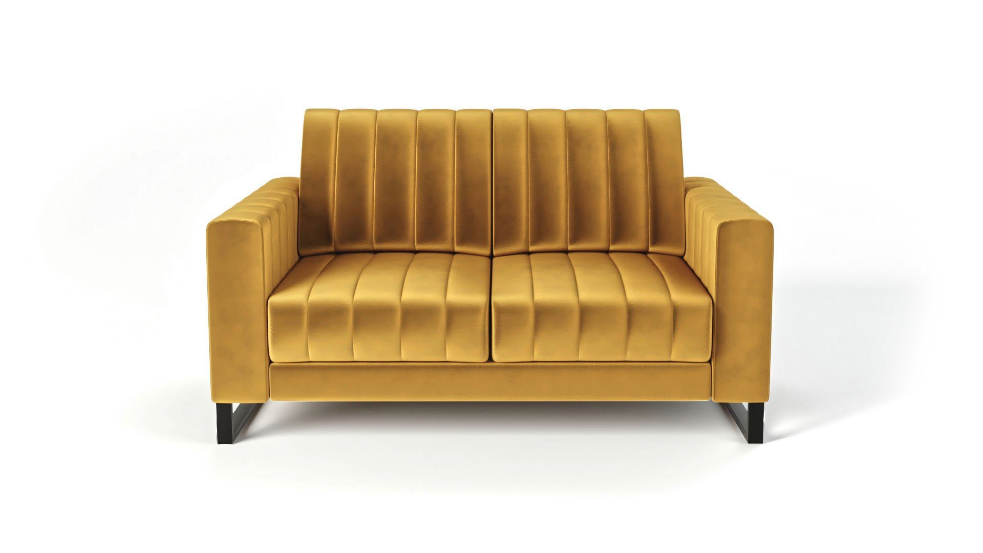 Siblo 2-Sitzer Zweisitziges Elegantes Sofa Mono 2 auf schwarzen Beinen - Zweisitzer-Sofa Gelb