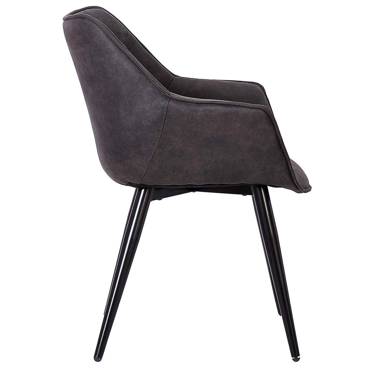 Stuhl 2 Küchenstühle Stoffbezug Metall | Design Esszimmerstuhl Woltu anthrazit anthrazit (Set, St),