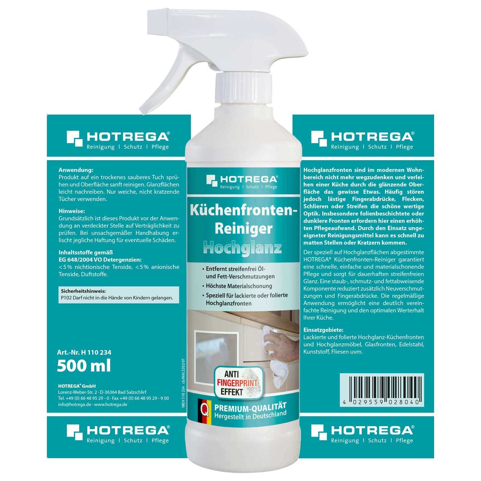 Küchenreiniger Oberfläche Hochglanz Küchenfronten inkl 500ml HOTREGA® Reiniger Microfasertuch