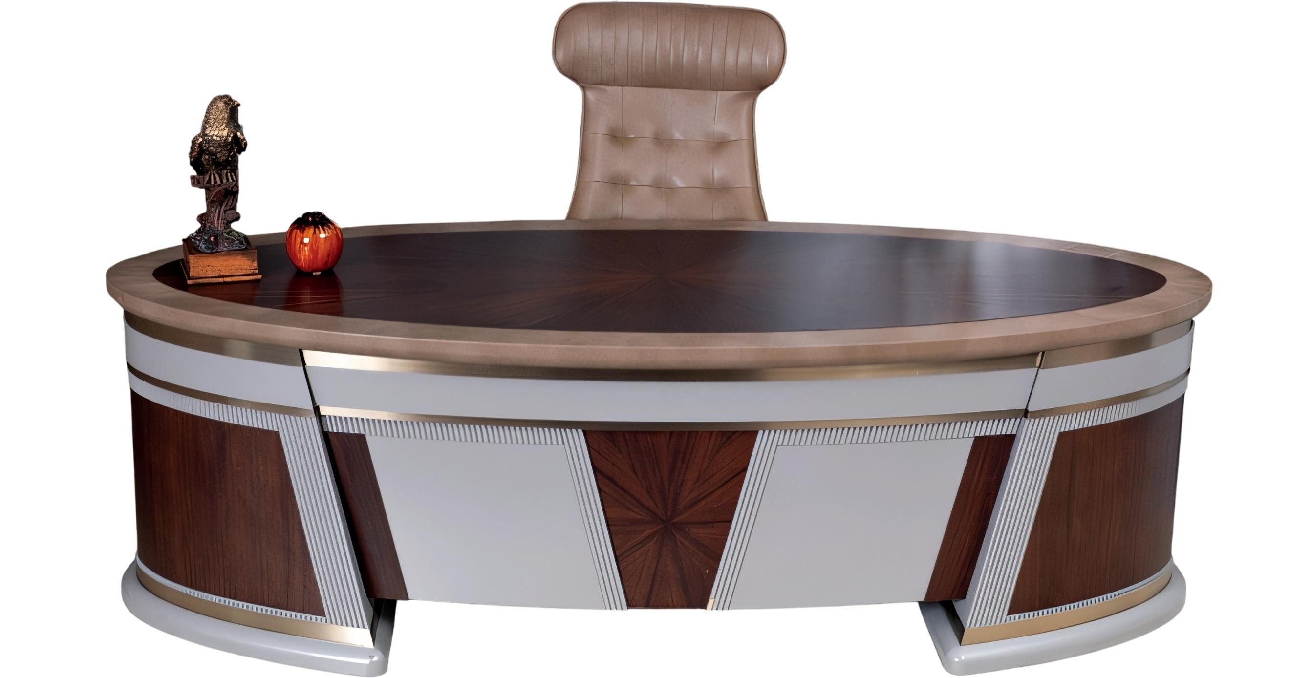 JVmoebel Schreibtisch Arbeitszimmer-Set aus Holz in warmem Braun mit elegantem Design (MaßeSchreibtisch, MaßeBürostuhl, MaßeKonsole), Made in Europe