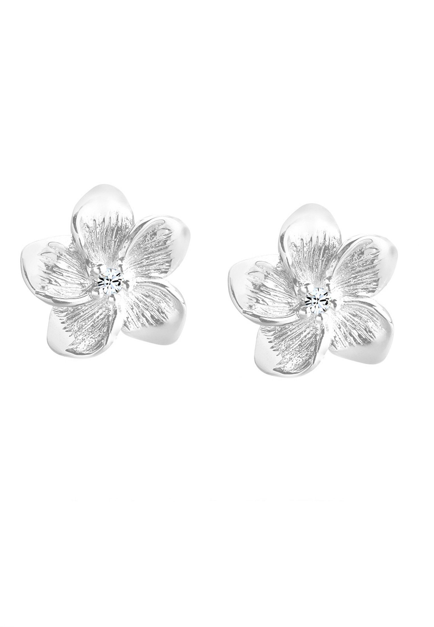Silber, Kristalle Frangipani Blüte Blüte Paar Ohrstecker Blume Frangipani Elli