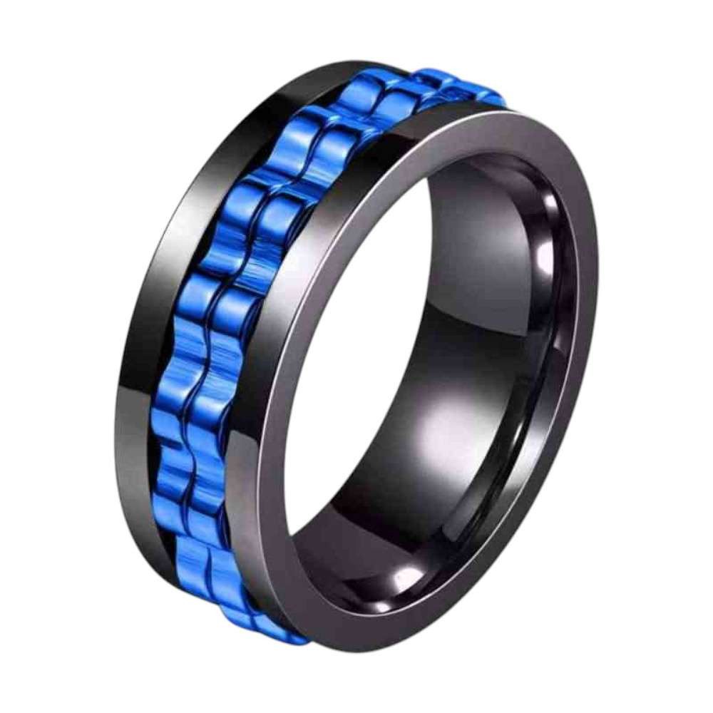 Taffstyle Fingerring Herrenring Edelstahl drehbar Spinning Ring Ketten Fidget Fingerring (Moderner Edelstahl Herrenring mit beweglichem Kettenelement im markanten Design – stilvoller Schmuck mit besonderer Drehfunktion)