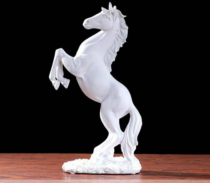 BAYLI Skulptur Stehendes Pferd auf Sockel - Kunstharzstatue für Zuhause - Pferdestatu