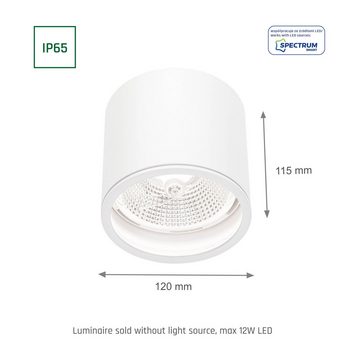 SpectrumLED Aufbauleuchte LED Chloe AR111 GU10 Außenleuchte weiß Deckenleuchte IP65 max.12W rund, ohne Leuchtmittel, Außenleute