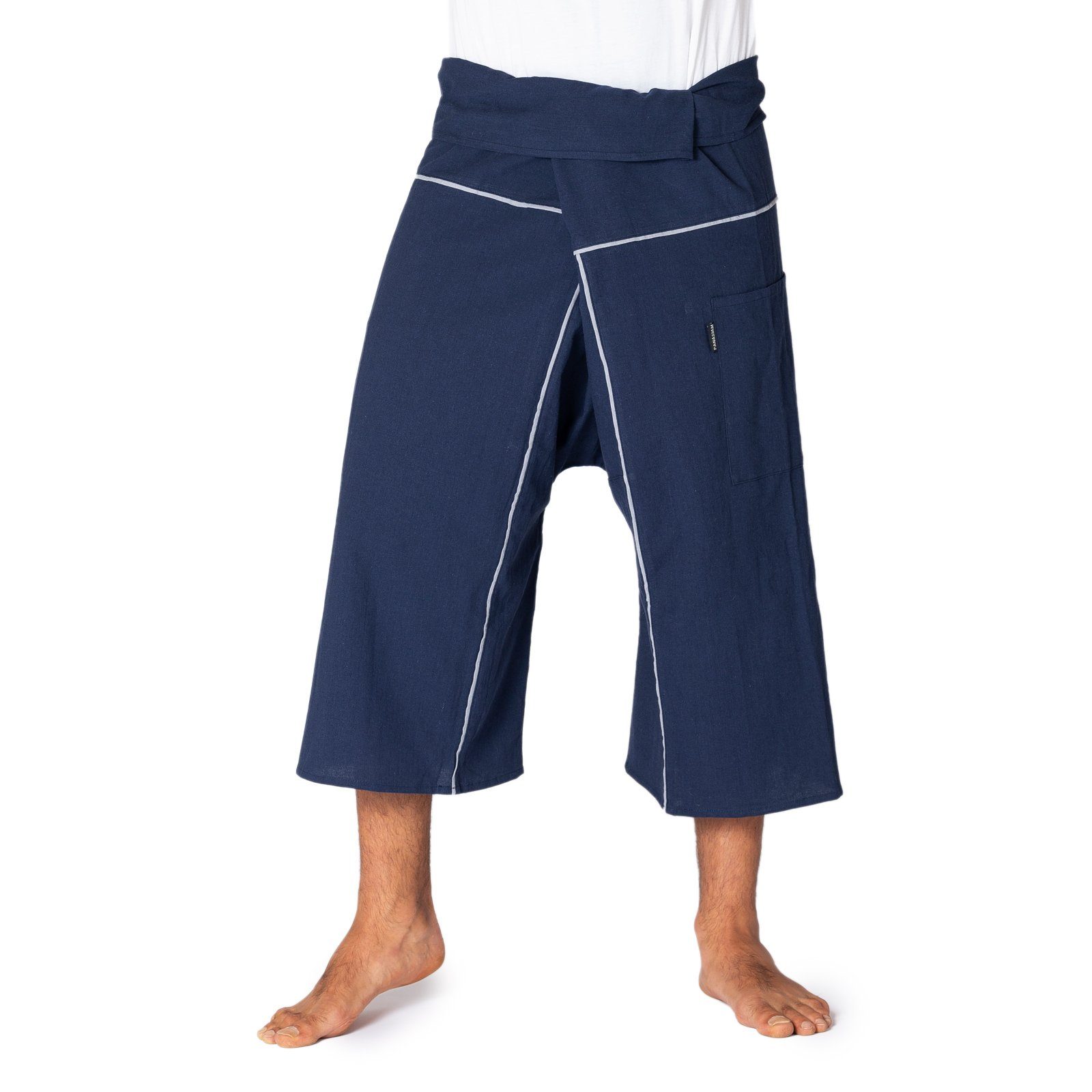 PANASIAM Wellnesshose Thai Fischerhose stripe design 3/4 lang bequeme Unisex Wickelhose aus Baumwolle Freizeithose Relaxhose Chillhose loose fit