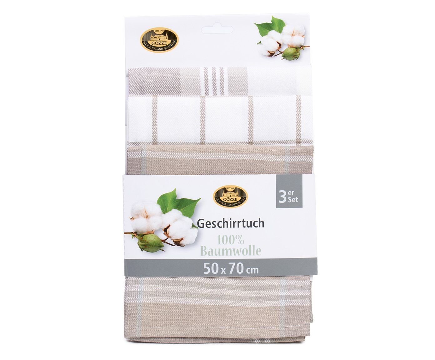 Gözze Geschirrtuch GÖZZE Geschirrtuch-Set KARO stein günstig online kaufen