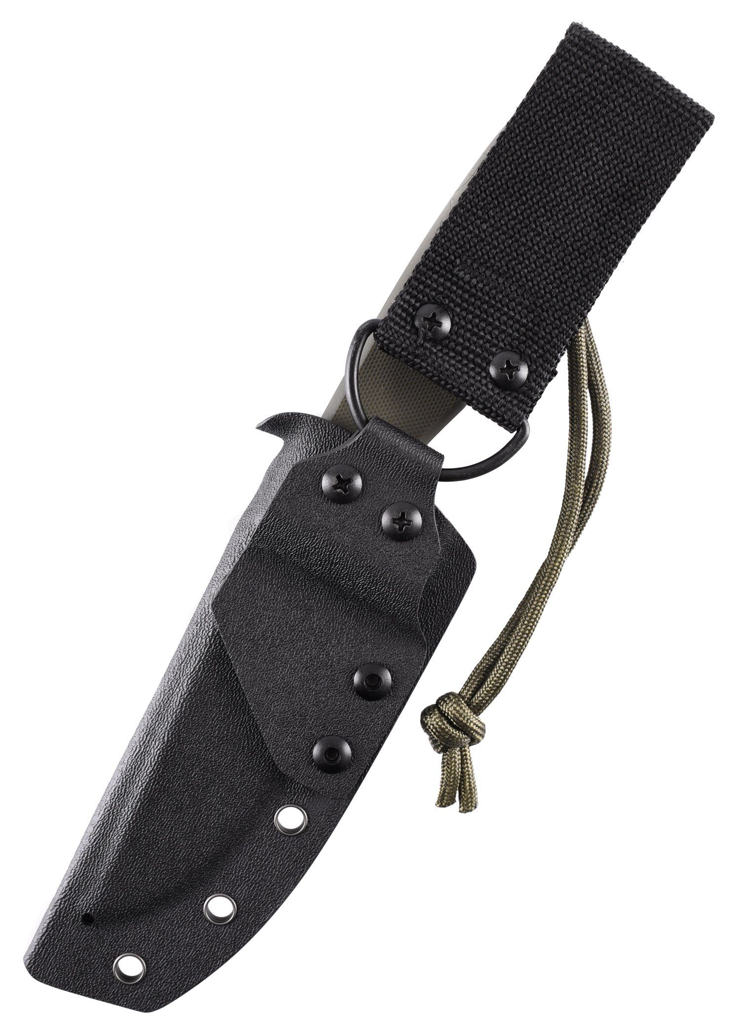 Battle Merchant Universalmesser Schnitzel mit Kydex-Scheide Grün, Outdoormesser, inkl. TRI feststehendes Dangler-Trageystem