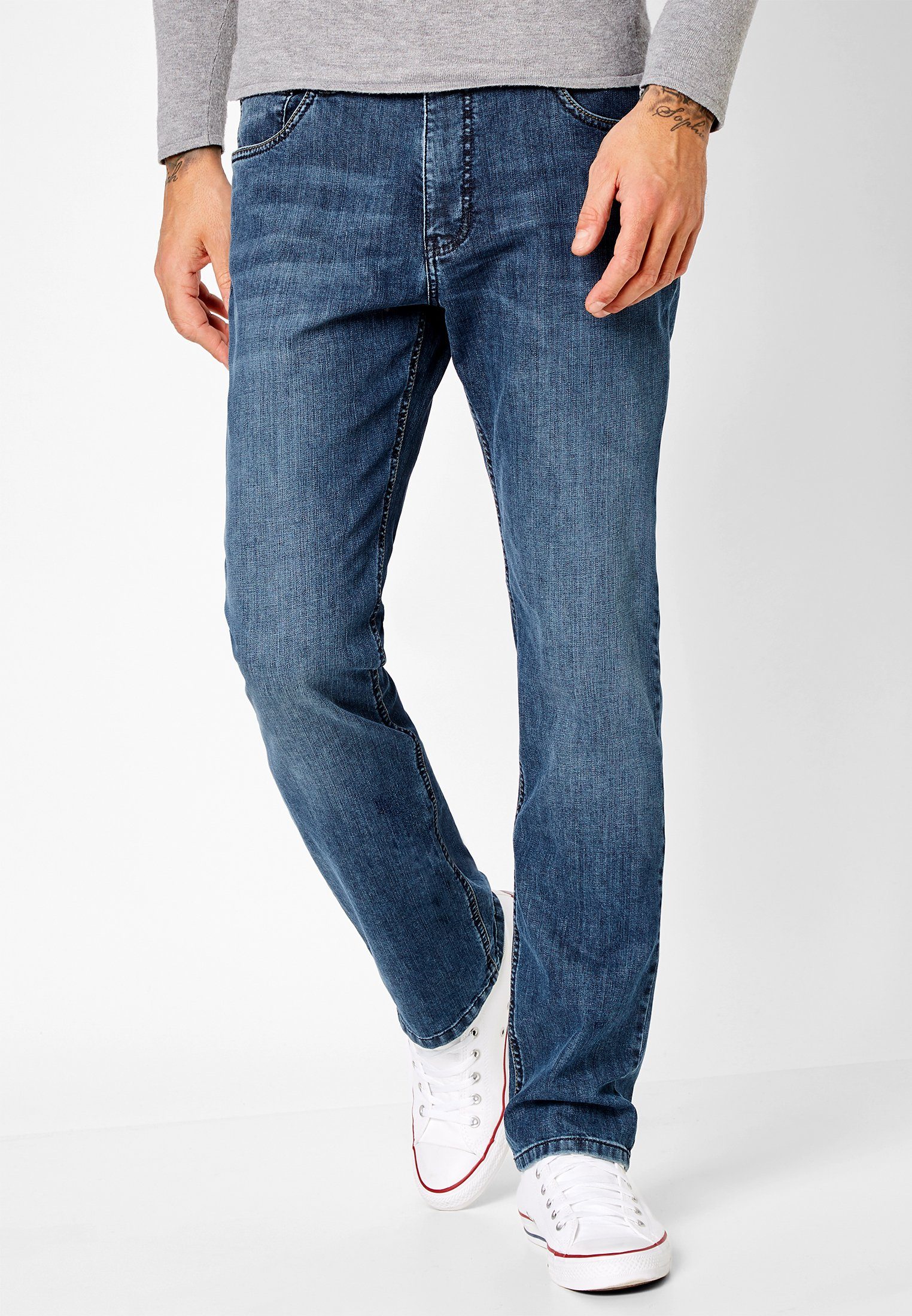 Stoffhose im Redpoint Regular Jeans Langley 5-Pocket-Style Fit Denim