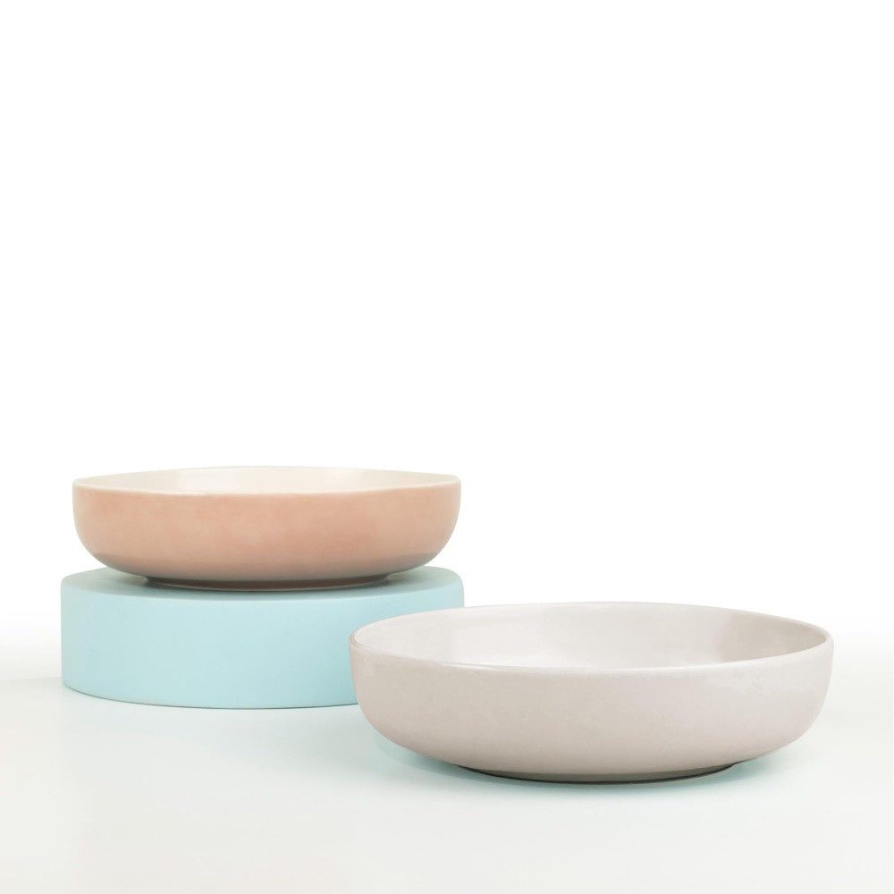 Kütahya Porselen Suppenteller Kütahya Porselen 2er Schüssel Set 20 cm Soft Creme & Lachsrosa