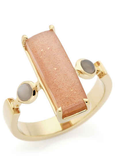 Carolin Stone Jewellery Silberring Mystic - Ring mit rosa Mondstein Silber vergoldet
