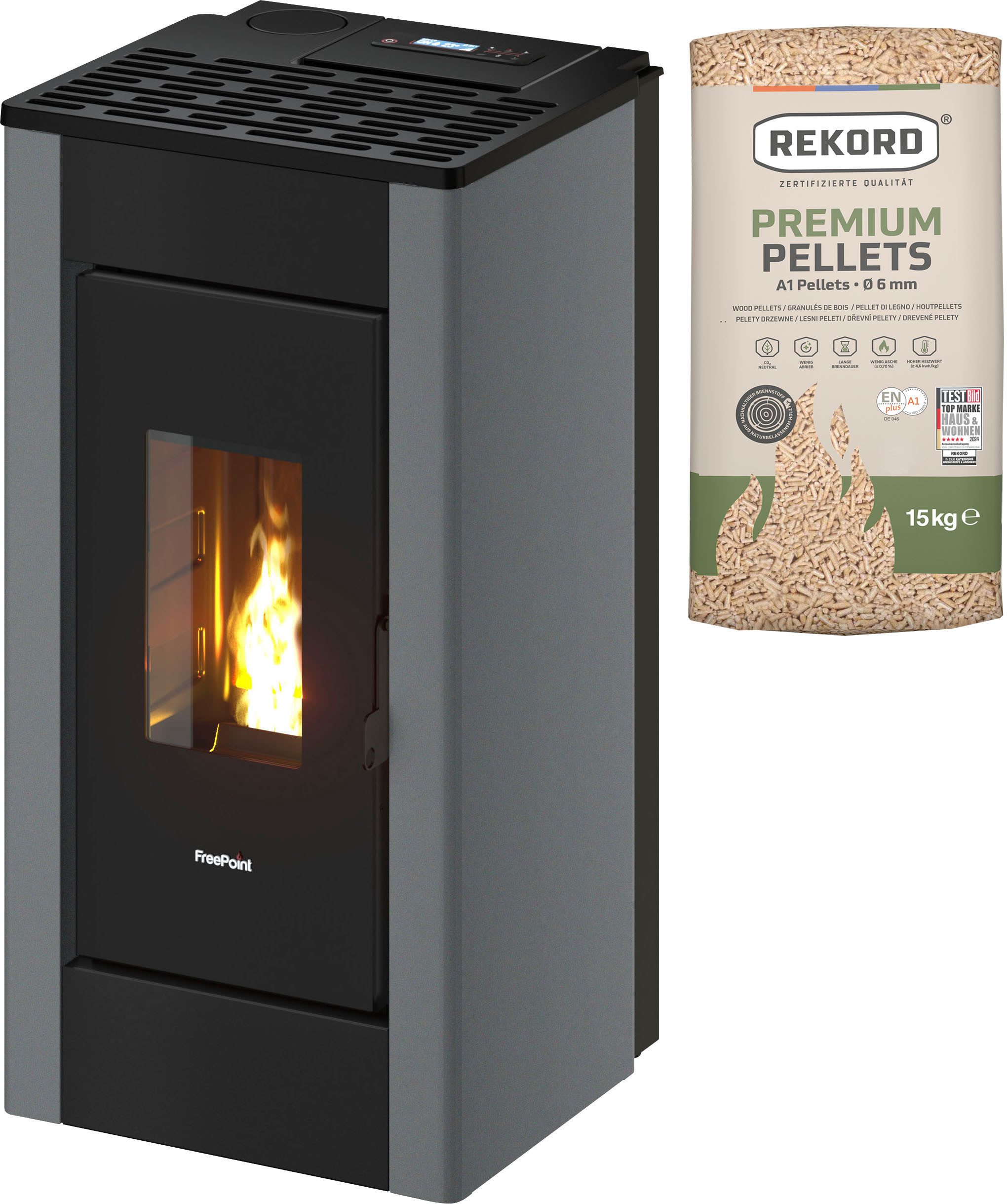 Freepoint Pelletofen Sharp, 7 kW, Zeitbrand