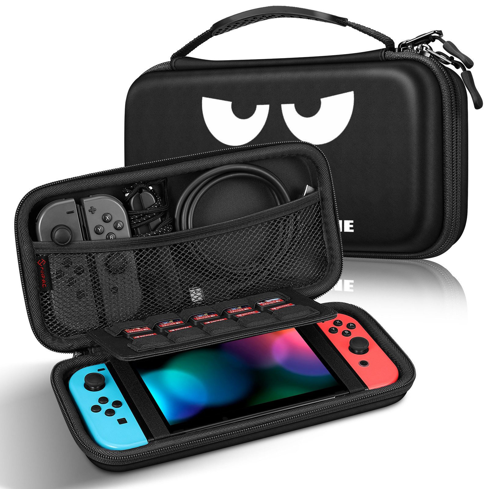 Fintie Tasche für Nintendo Switch/Switch OLED Modell-Aufbewahrungstasche Case Gaming-Controller (Hülle mit 10 Spielkartenhaltern und Haltegurt, für Nintendo Switch Konsole und Zubehör)