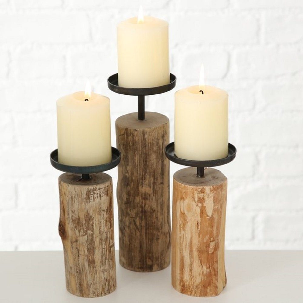 BOLTZE GRUPPE GmbH Kerzenleuchter »Kerzenständer Tempe Holz natur Höhe  14-22 cm Ø 8 cm« (3 Stück, 3 teilig), Lieferung ohne Kerzen online kaufen |  OTTO