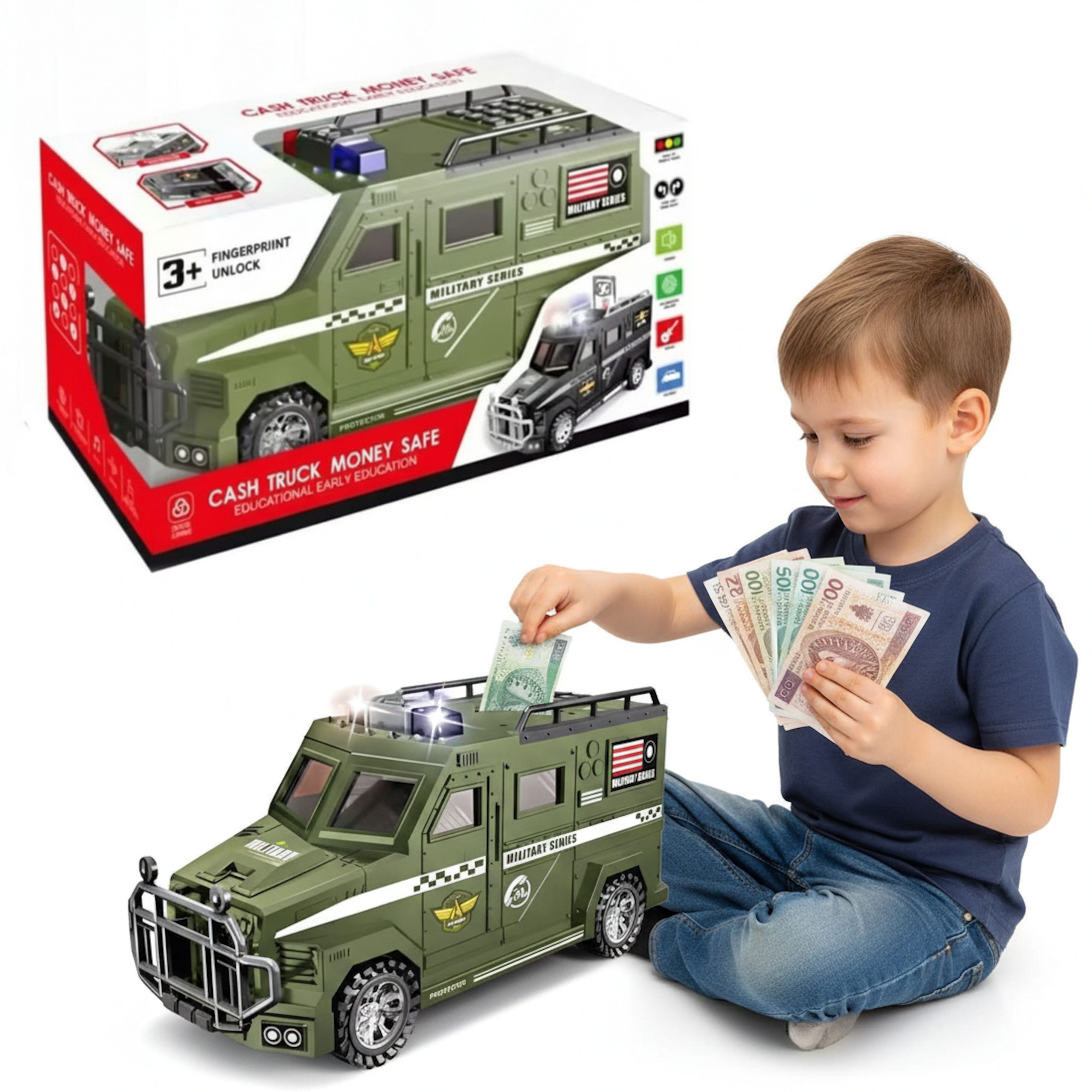 COIL Spardose Elektronisches Spardose, Sparschwein, Safe, Sparschwein, Banknoten und Münzen, Soundeffekte