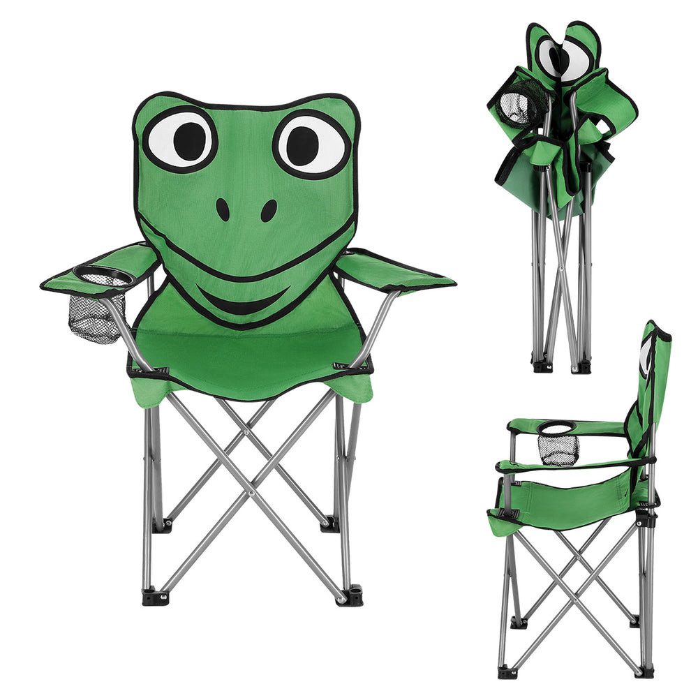 Nils Kinderstuhl Kinderfaltstuhl Campingstuhl Klappstuhl (Spar-Set, 1 St), Frosch-Motiv, faltbar, Becherhalter, Tragetasche