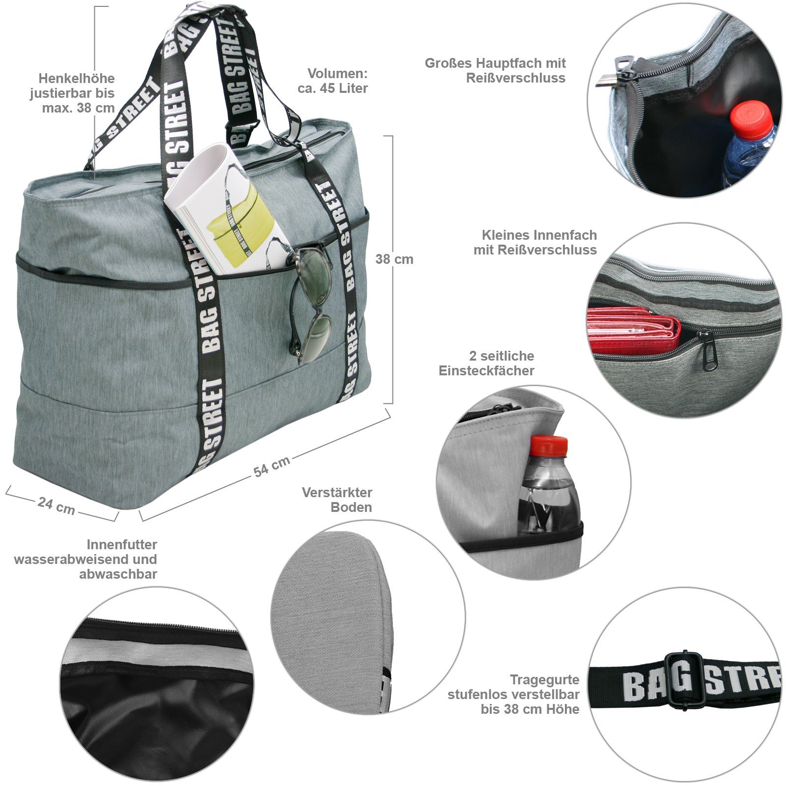 BAG STREET INTERNATIONAL Shopper XXL Damen Freizeittasche, Große Sporttasche