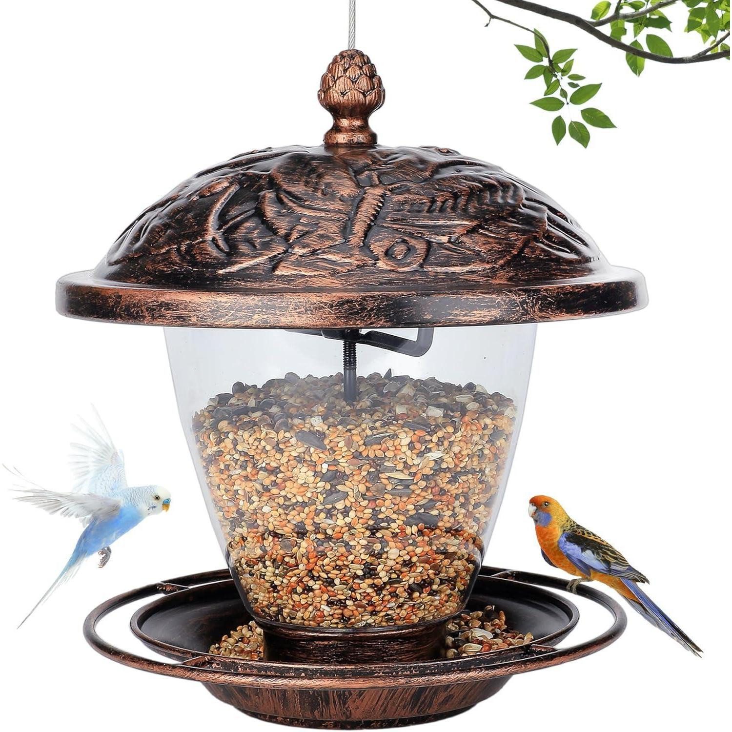 LuxusKollektion Vogelhaus Vogelfutterhaus zum Aufhängen Metall Wetterfest Bird Feeder Balkon