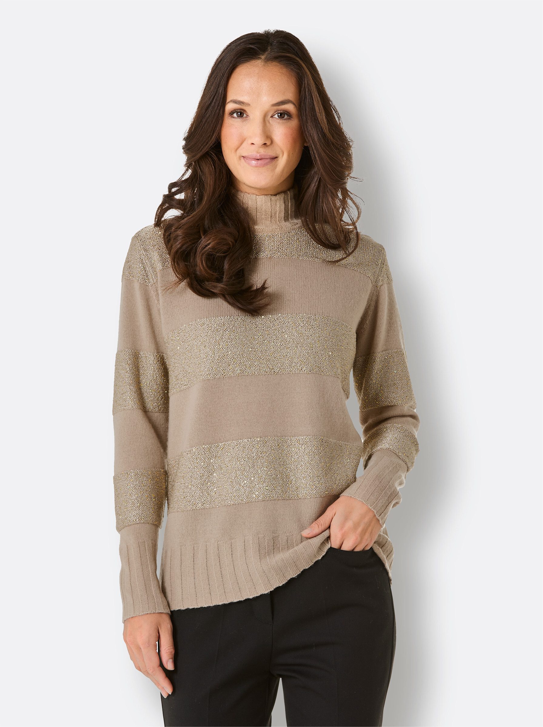 creation L Strickpullover Merino-Kaschmir-Pullover Langarm