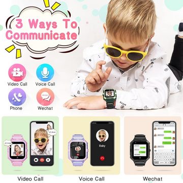 EURHOWING Kinder mit GPS und Telefonfunktion Smartwatch (1,4 Zoll, 4G), IP67 Wasserdicht mit WLAN Videoanruf Kamera Musik-Video-Player