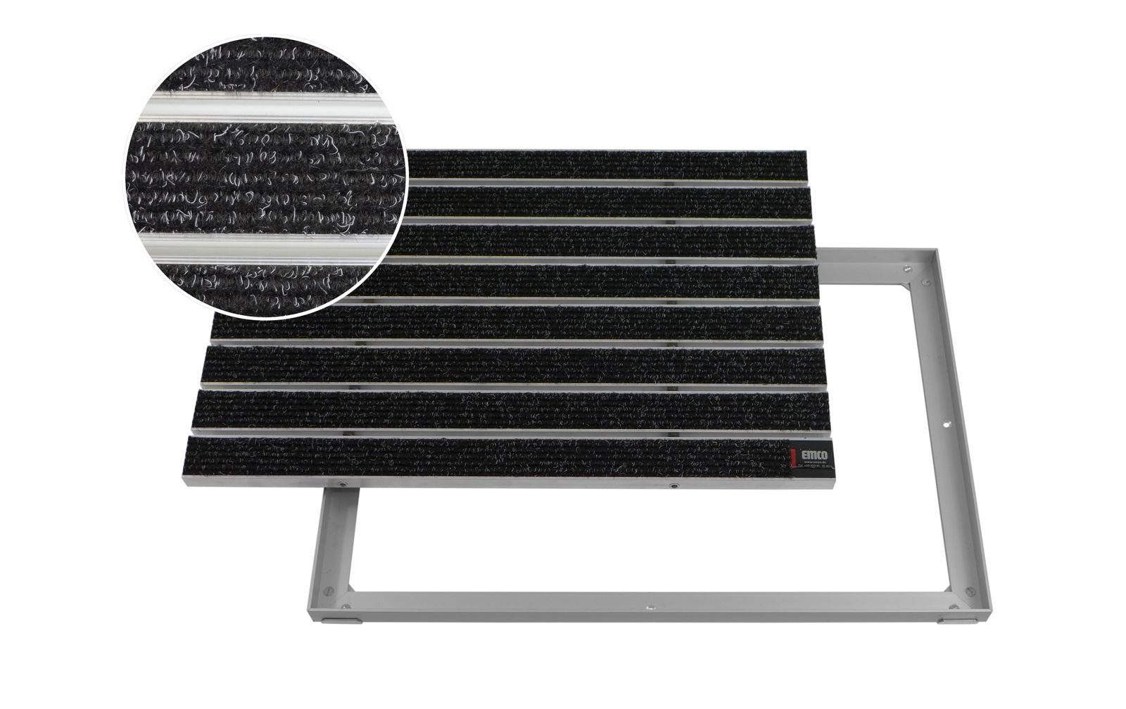 Fußmatte EMCO Eingangsmatte DIPLOMAT Large Rips anthrazit 12mm + ALU Rahmen Fußmatte Schmutzfangmatte Fußabtreter Antirutschmatte, Emco, rechteckig, Höhe: 10 mm, für den Innenbereich und überdachten Außenbereich
