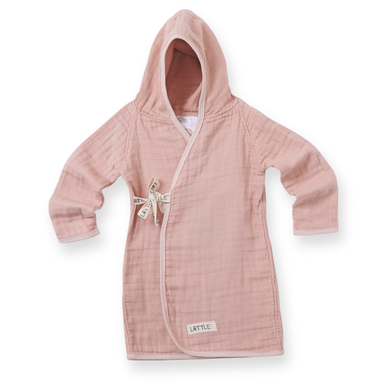 LITTLE Babybademantel Rainbow, Schleifenverschluss, Rainbow Kapuzen-Bademantel – Powder Rose – Baby & Kleinkind