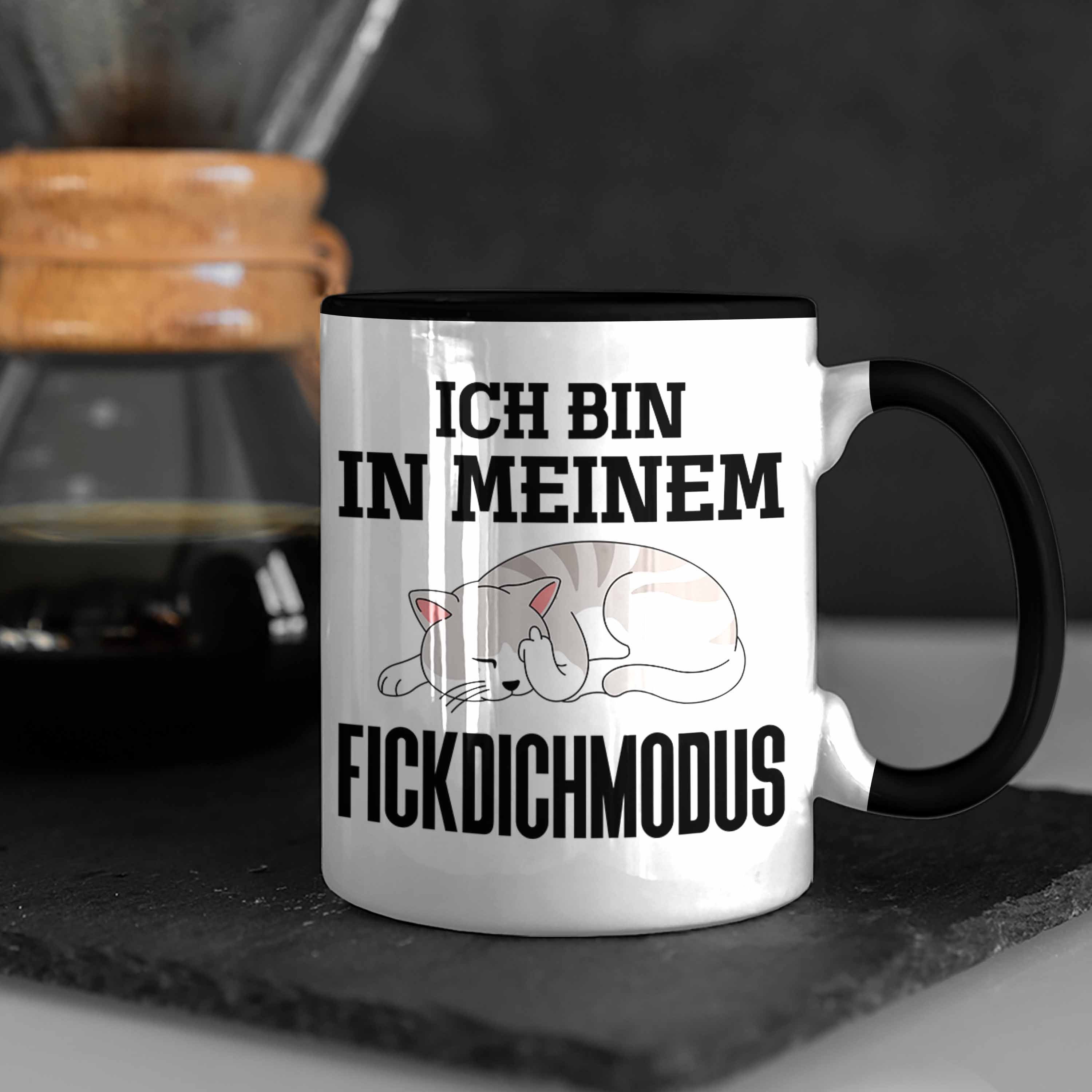 Trendation Dich Männer F** Schwarz Trendation Tassen Lustig Meinem Ich Bin Becher Frauen - Geschenk Modus Tasse In Spruch Katzen Kaffeetasse Tasse
