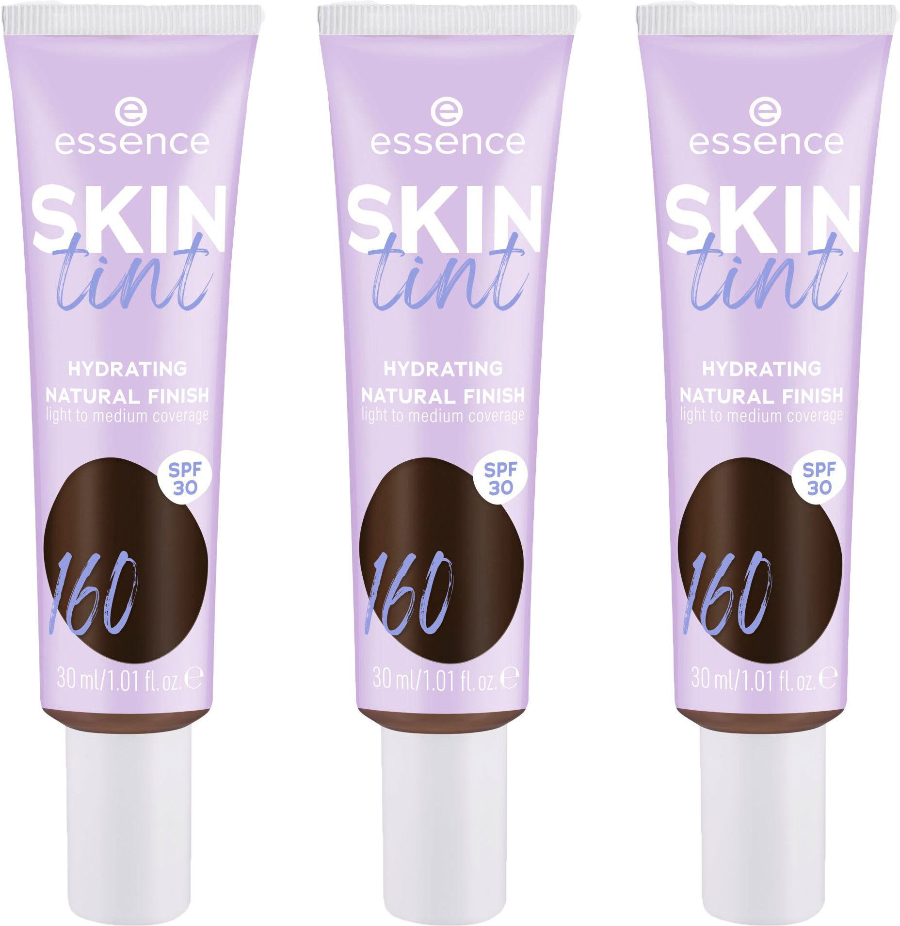 Essence Foundation SKIN tint, 3er Pack, mit veganen Inhaltsstoffen