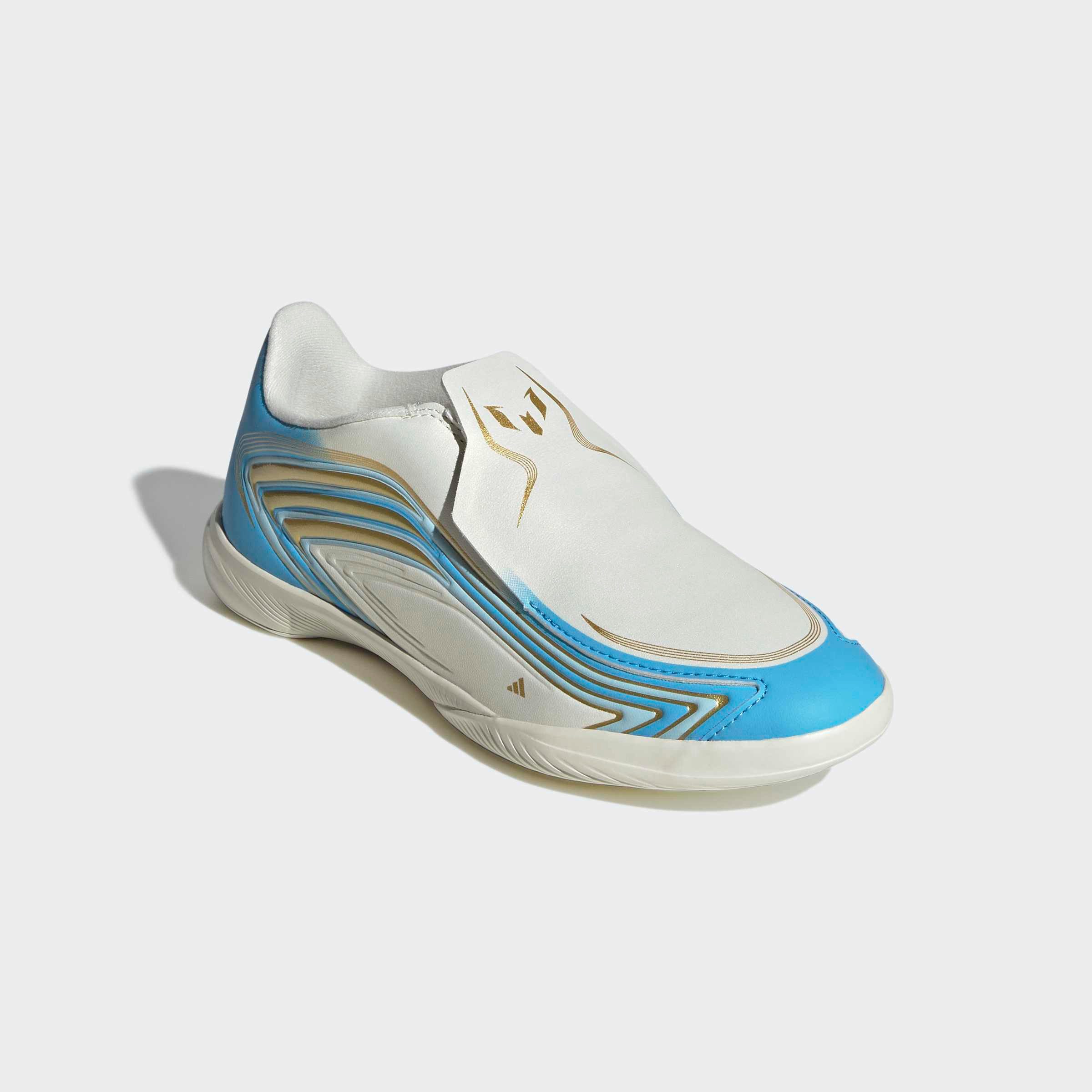 adidas Performance F50 MESSI LEAGUE KIDS, HALLENBÖDEN, OHNE SCHNÜRSENKEL Fußballschuh für Hallenboden, für Jugendliche & Kinder