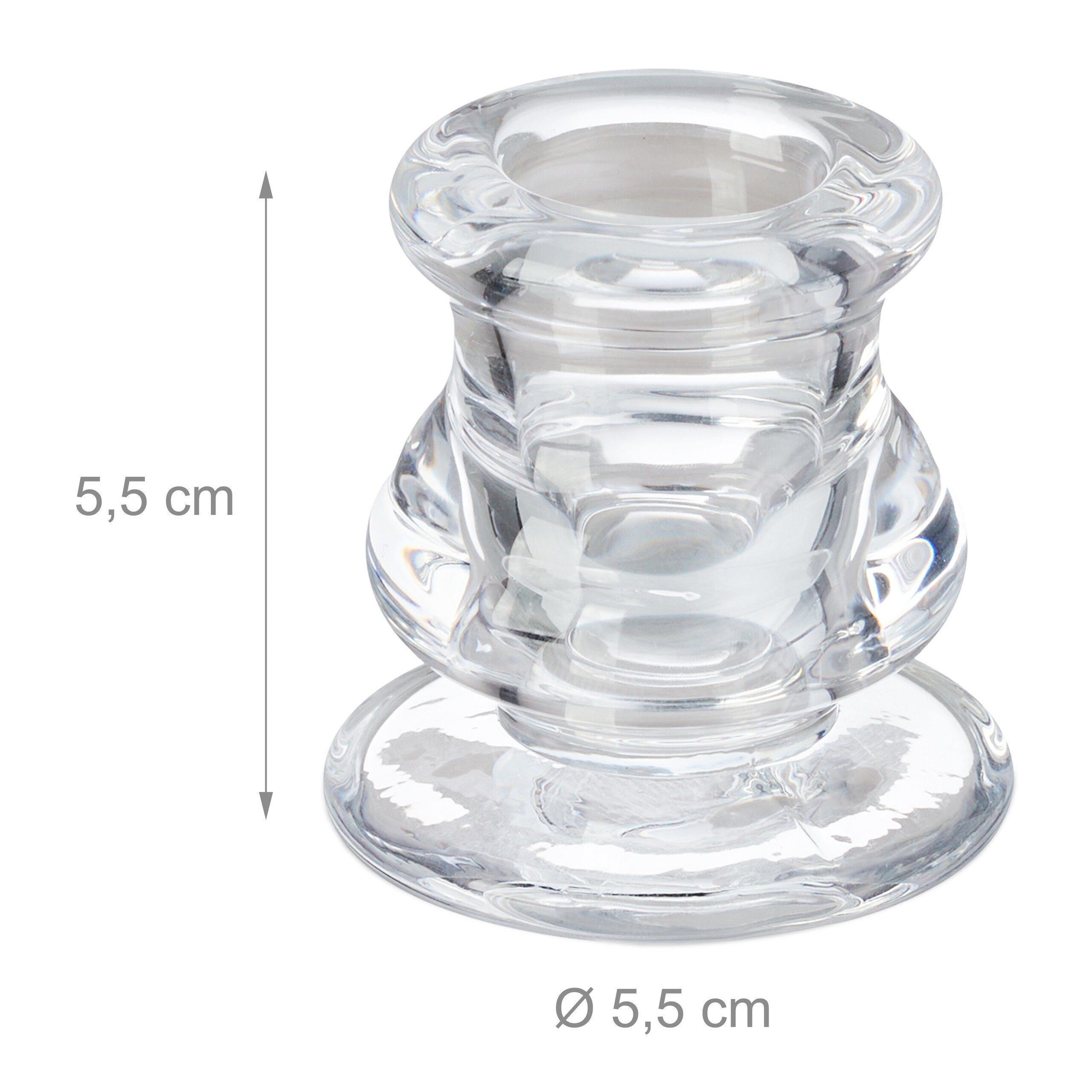 relaxdays Kerzenständer Stabkerzenhalter aus Glas 6er Set (6 St) – Bild 4 von 5