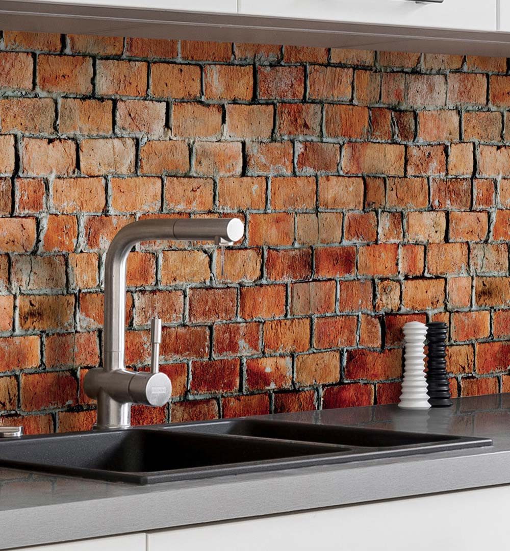 MyMaxxi Dekorationsfolie Küchenrückwand selbstklebend Backsteine rot Spritzschutz Folie, (Rote Backsteine, 1St.}, Klebefolie Küchenrückwand aufgerollt Folie 0,2mm), Selbstklebend 60 x 60cm