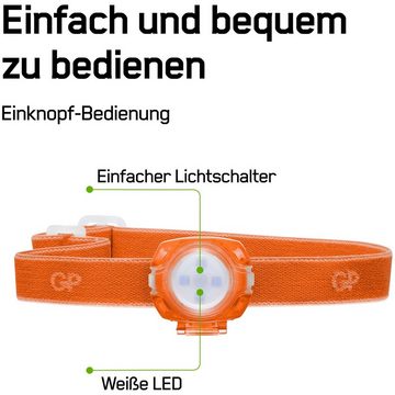 GP Batteries LED Stirnlampe Stirnlampe GP CH31 40lumen inkl. 2x CR2025 Lithium Knopfzellen Orange