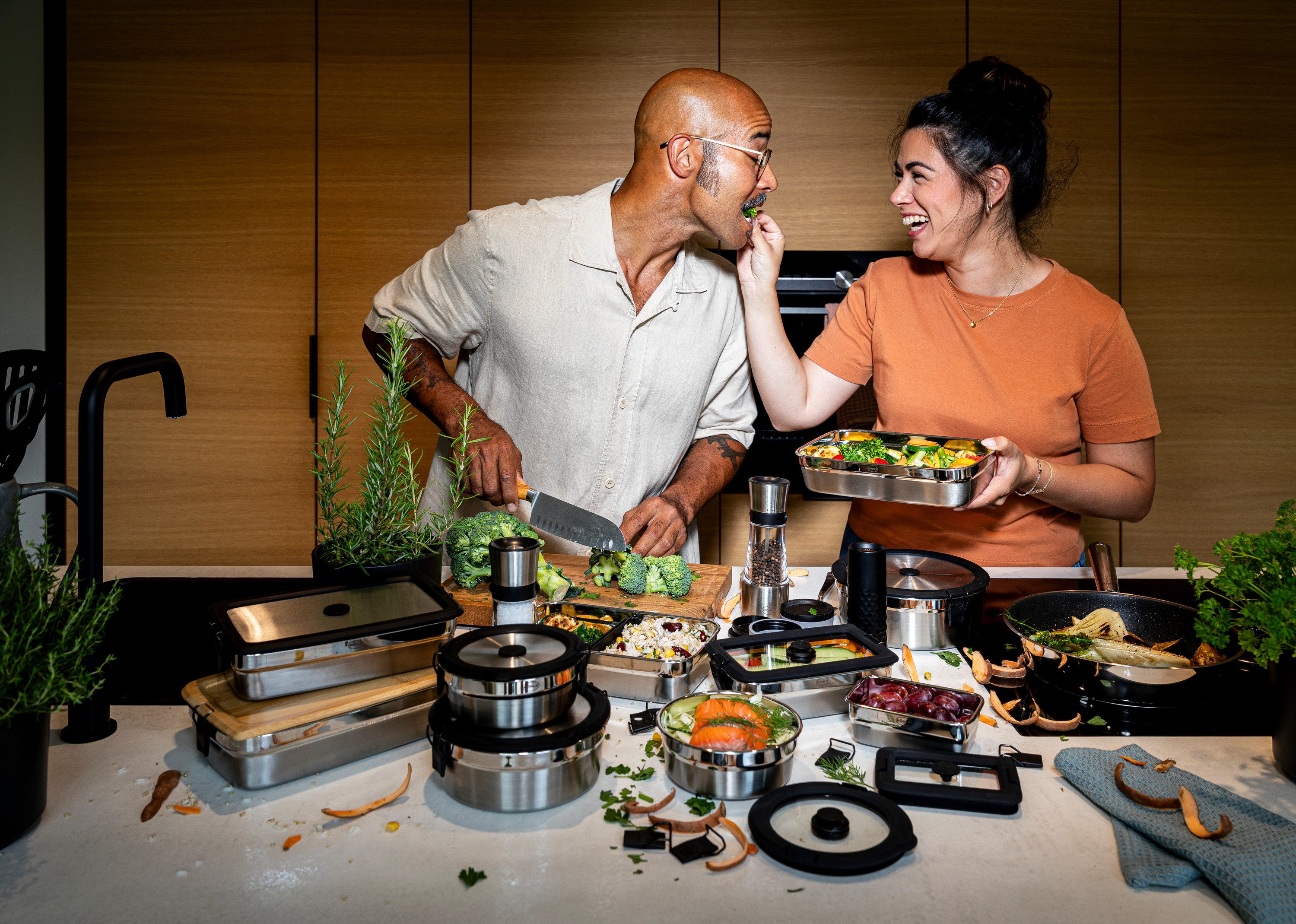 RÖSLE Deckel Brotzeitdeckel FLEXX 2GO 1,5 L eckig Bambus mit Clips, Deckel für 1,5 L Dose FLEXX 2GO
