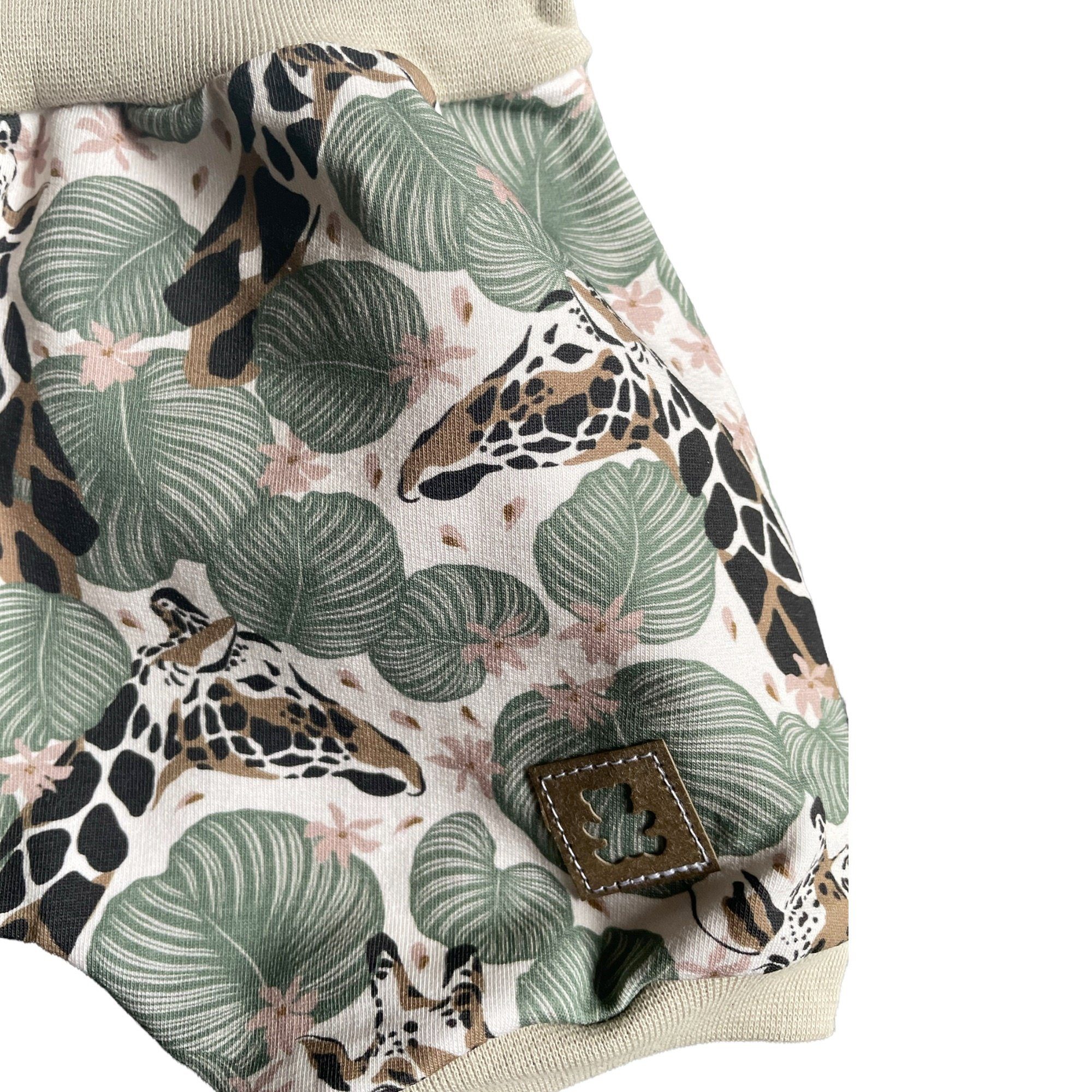 "Giraffe" Shorts Baby Body mit Set grün/beige kennydoo Design teilig) (2 & niedlichem Kinder-