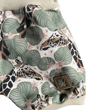 kennydoo Body & Shorts Kinder- Baby Set "Giraffe" grün/beige (2 teilig) mit niedlichem Design