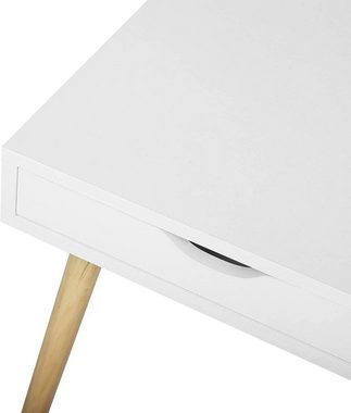 Woltu Nachttisch, 2er-Set mit Schublade und 4 Holzbeine aus Spanplatte Weiß