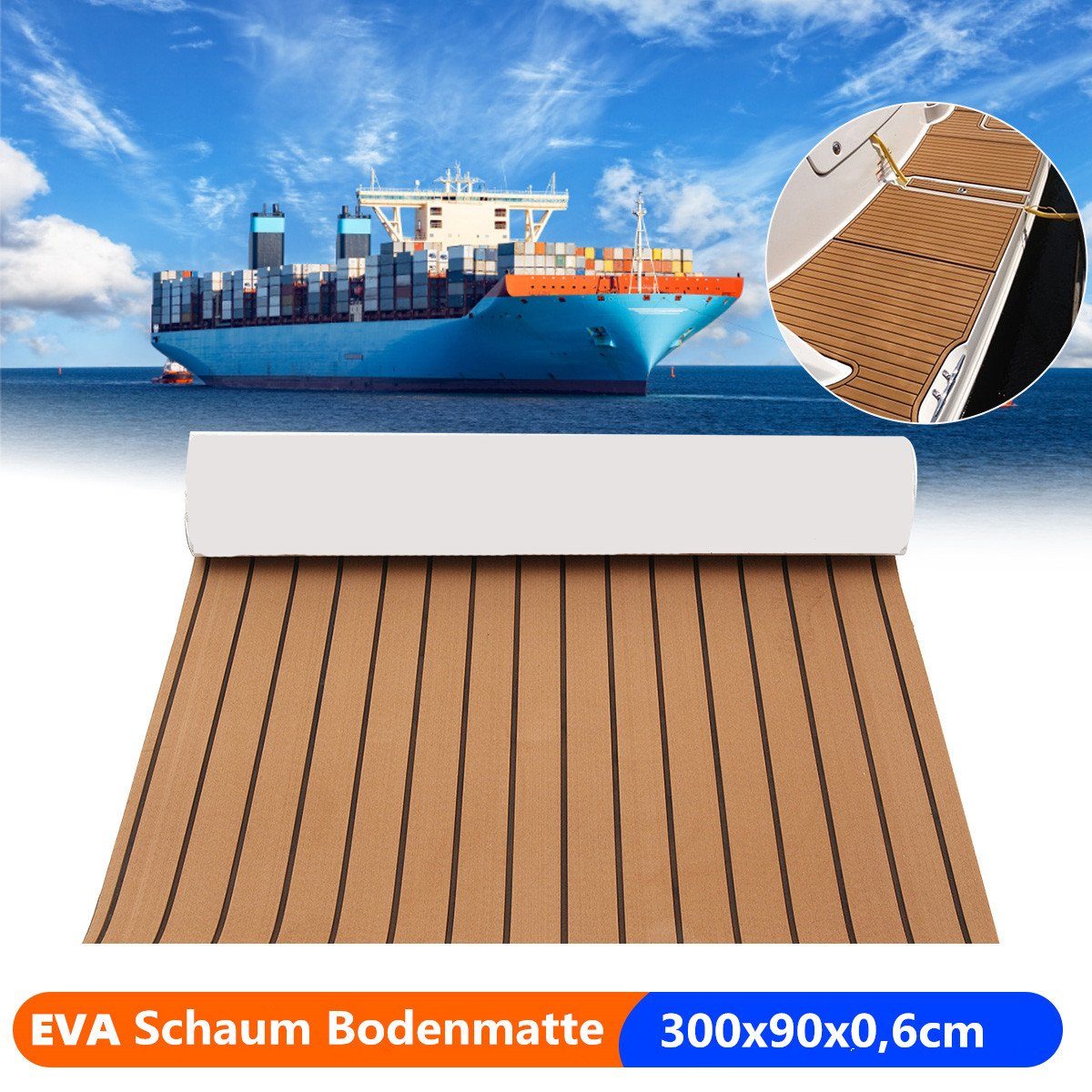 Insma Bodenmatte 240x60 cm, 5 mm (1-St), EVA Schaum Bootsboden Decke Yacht